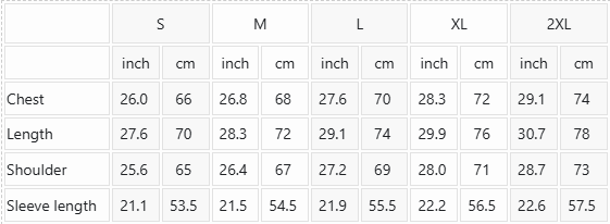 LongFlight Signature Hoodie size chart, chest, length, shoulder and sleeve measurements in inches and centimetres